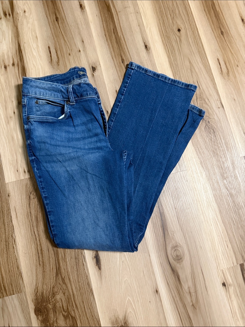 Wrangler Women's Blue Flare Jeans - Dark & Washed Panels